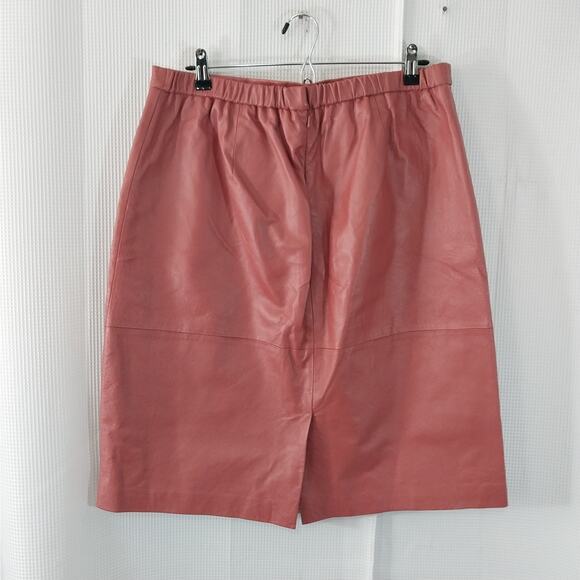 TERRY LEWIS! FINE QUALITY GENUINE LEATHER PENCIL STYLE SKIRT CORAL/MELON! SZ 18P - Picture 5 of 8